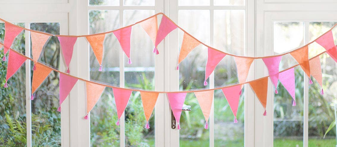 Pink Fabric Bunting Decoration - 3m