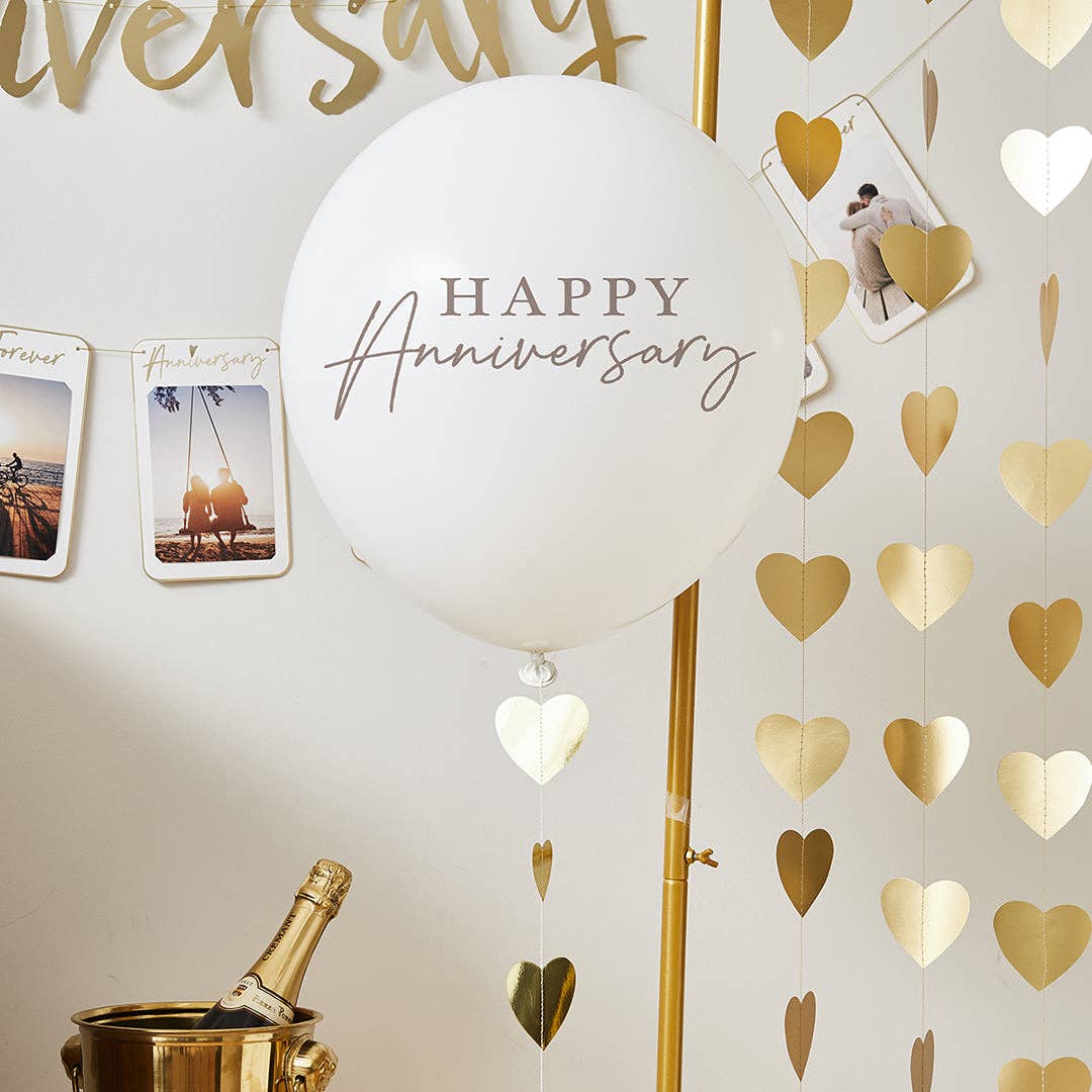 Happy Anniversay 18" Latex Balloon with Trailing hearts