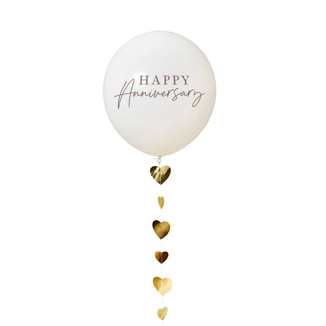 Happy Anniversay 18" Latex Balloon with Trailing hearts