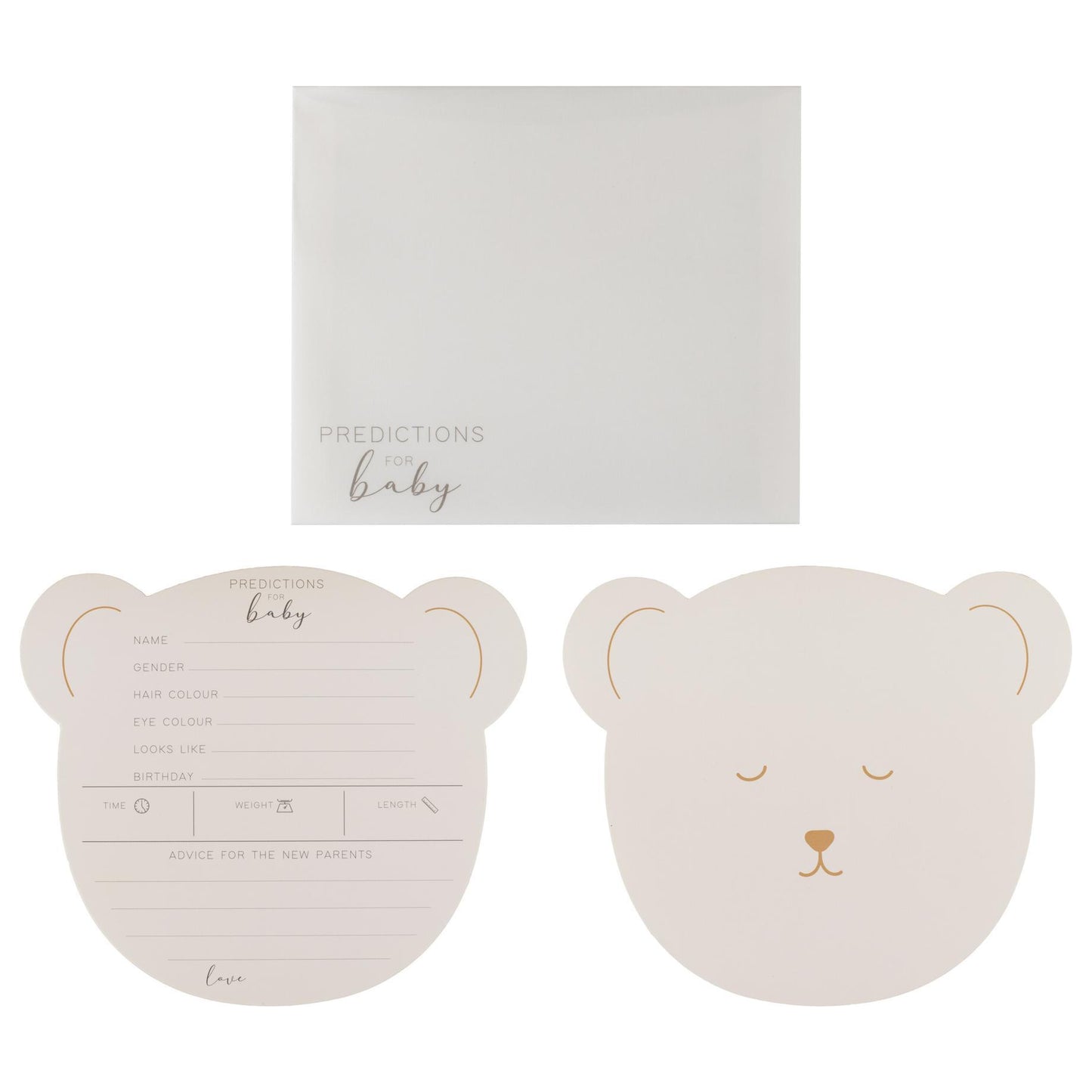 Teddy Bear Baby Shower Prediction Game Cards