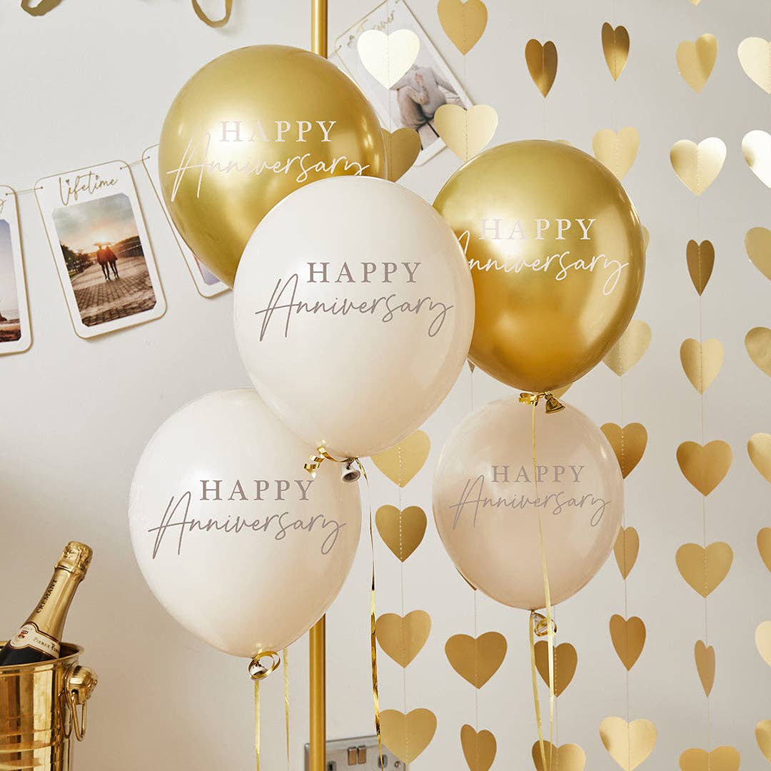 Anniversary Latex 12" Balloons 5 Pack