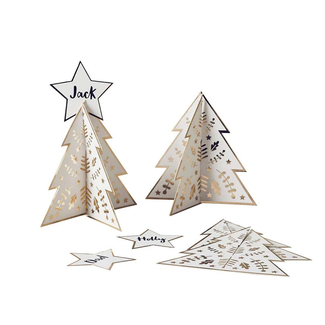 Gold Christmas Tree Table Place Cards 10 Pack