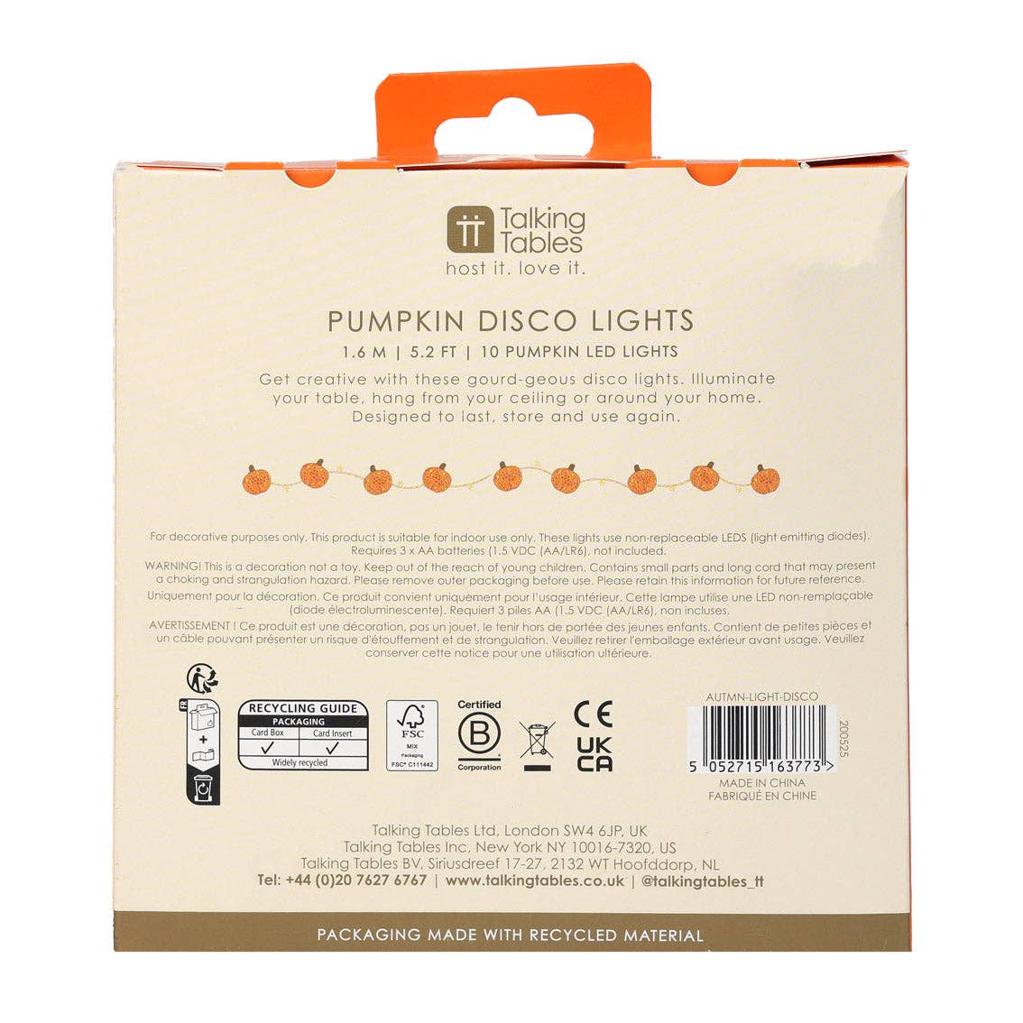 Autumn Hues Pumpkin Disco String Lights - 1.6m