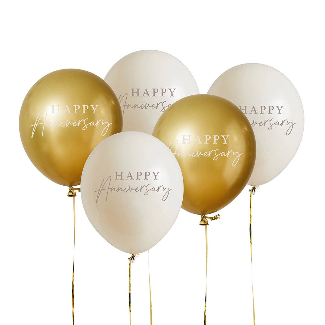 Anniversary Latex 12" Balloons 5 Pack
