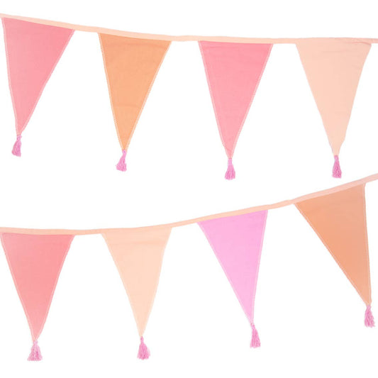 Pink Fabric Bunting Decoration - 3m
