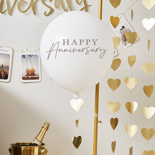 Happy Anniversay 18" Latex Balloon with Trailing hearts