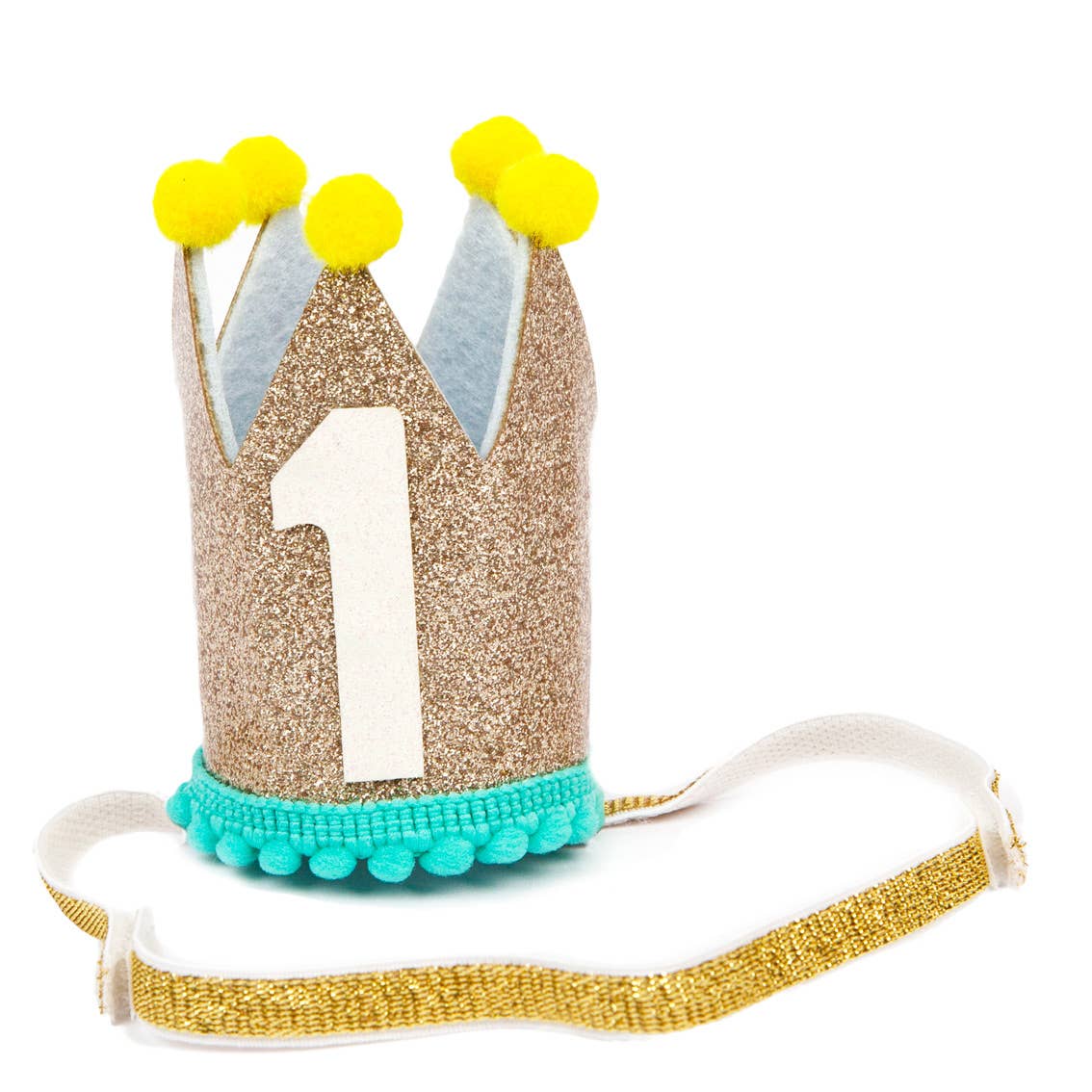1st Birthday Gold Crown Party Hat for Baby or Pets