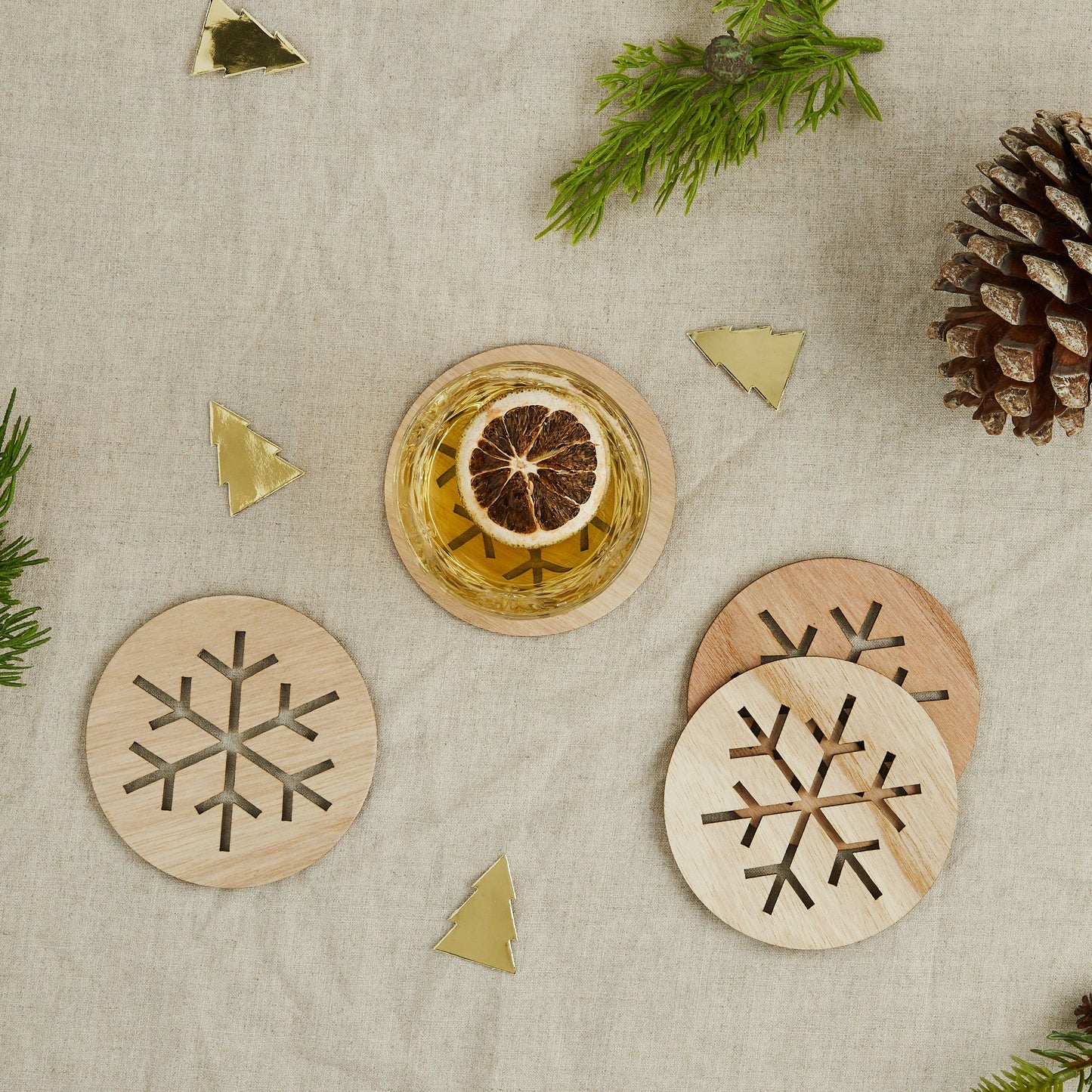 Wooden Snowflake Coasters 4 Pack
