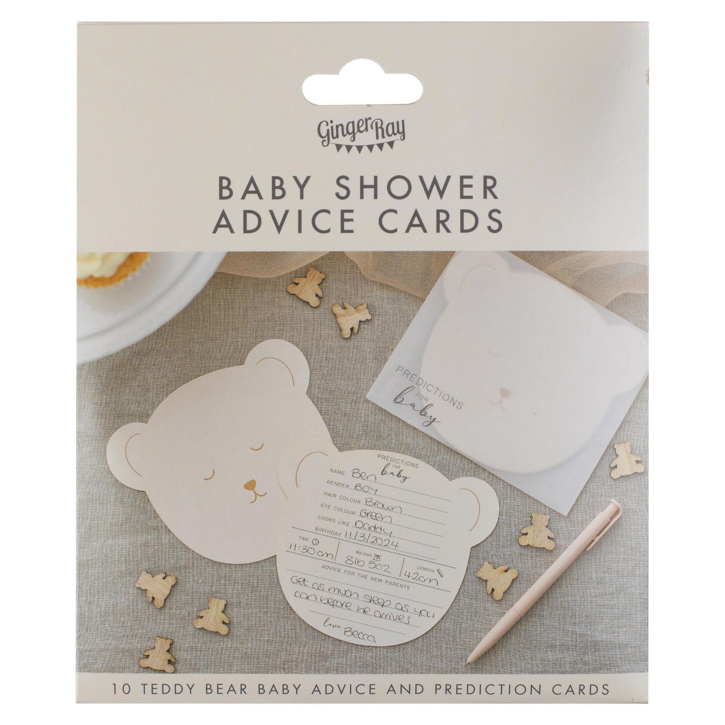 Teddy Bear Baby Shower Prediction Game Cards