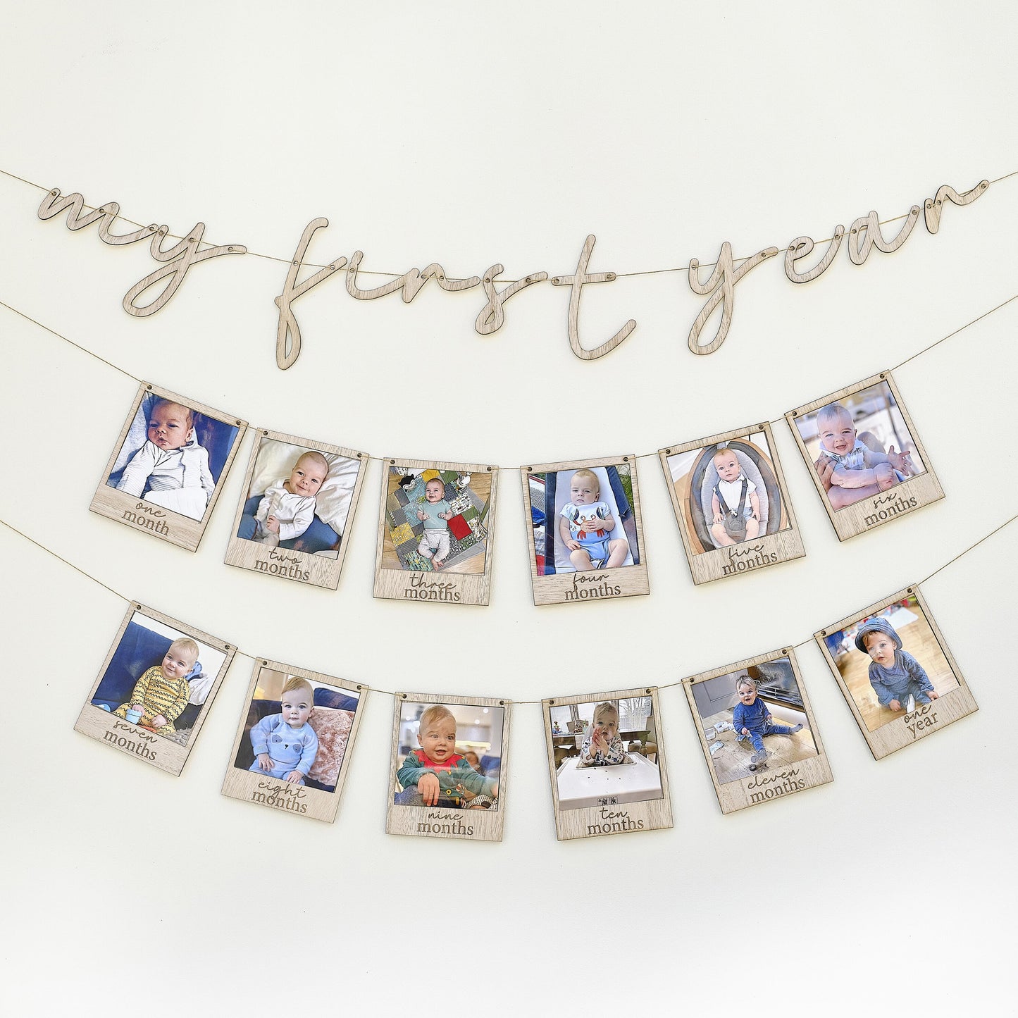 My First Year Wooden Baby Photo Bunting