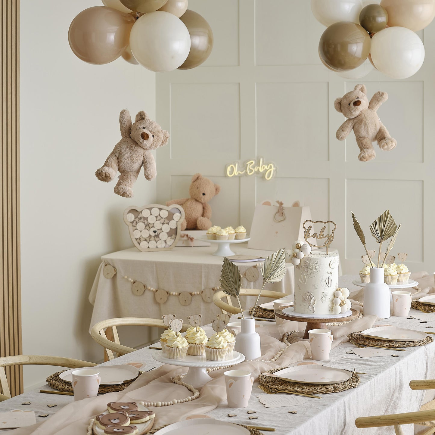 Wooden Teddy Baby Shower Drop-Top Guest Book Alternative