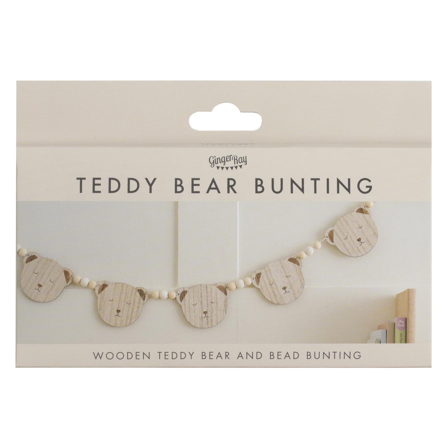 Wooden Teddy Face Baby Shower Bunting