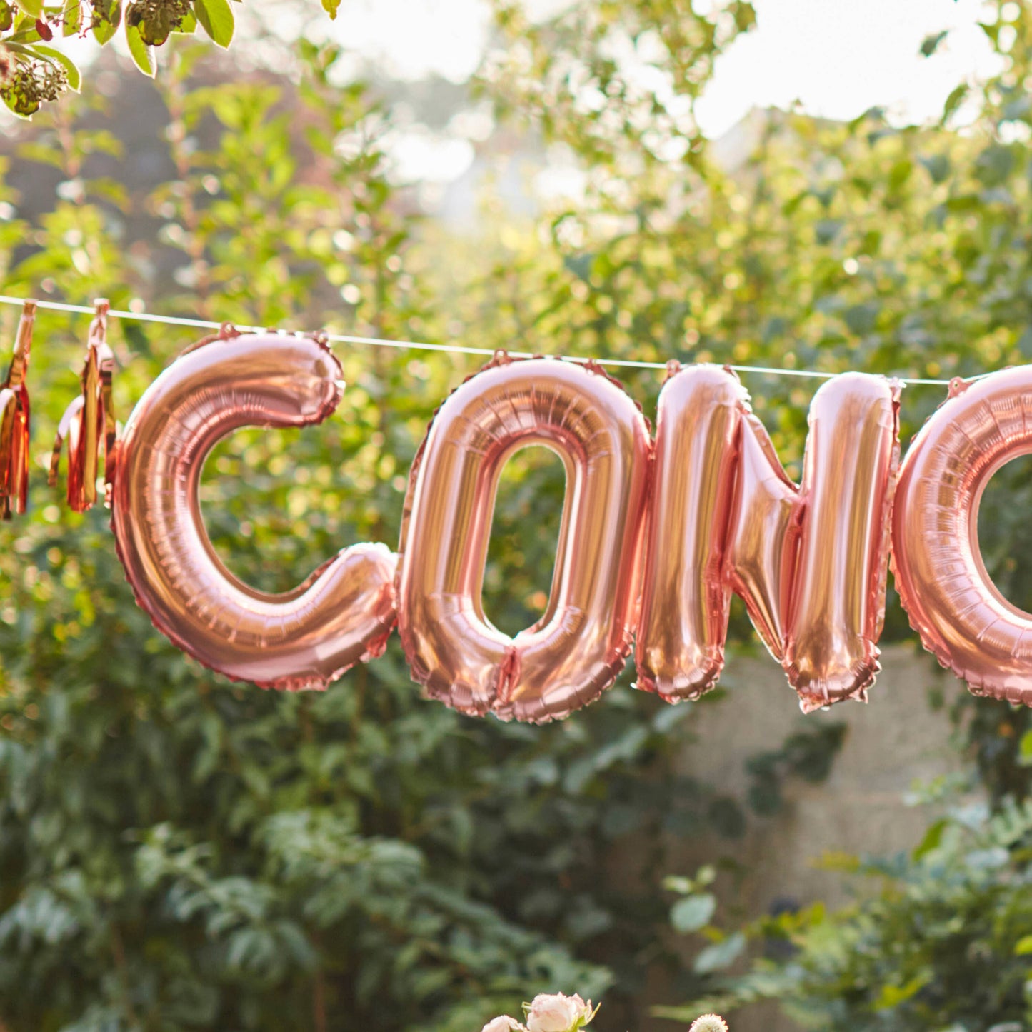 Rose Gold - Congrats balloons with Tassels