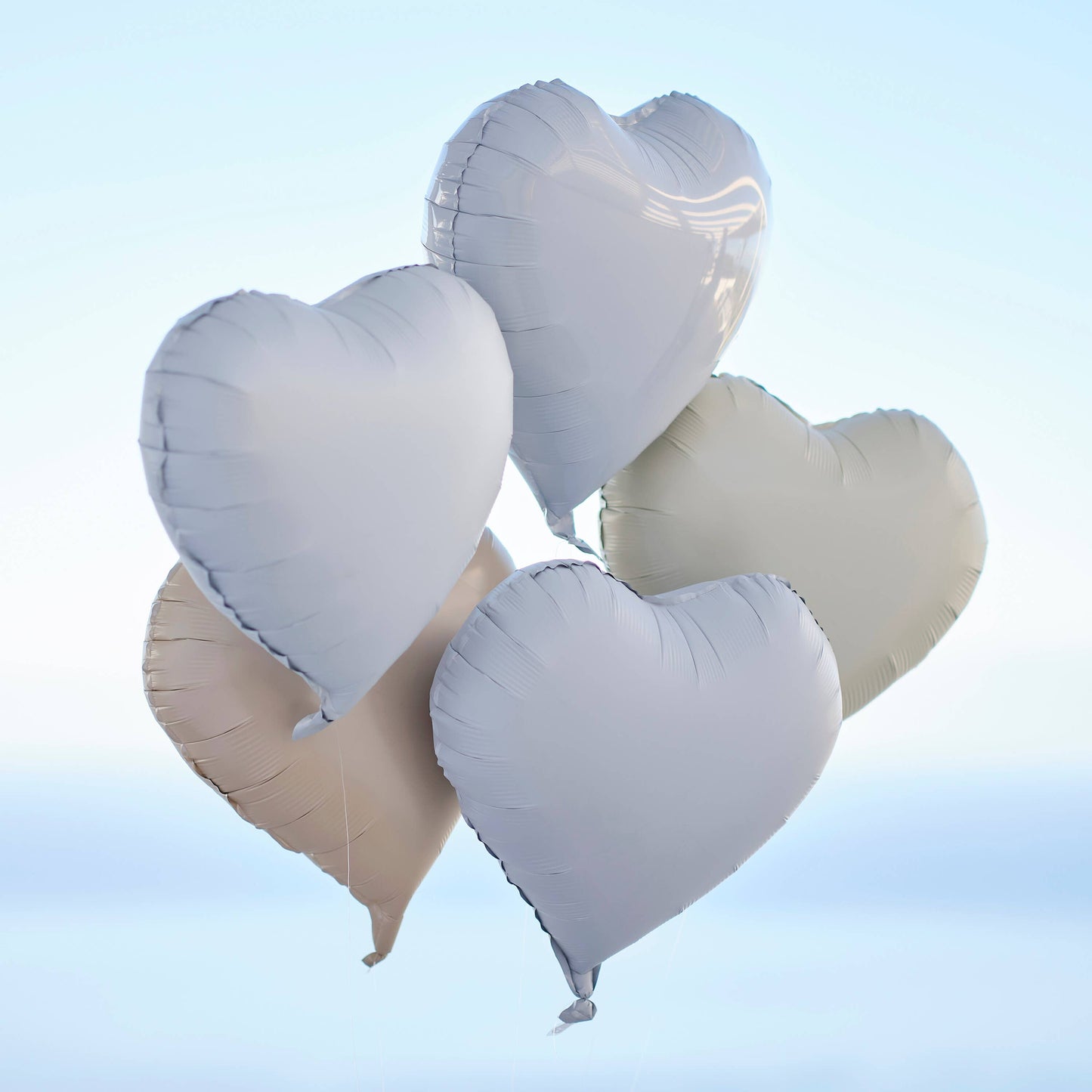Heart Shaped Balloon Bundle: Cream / Foil / Engagement