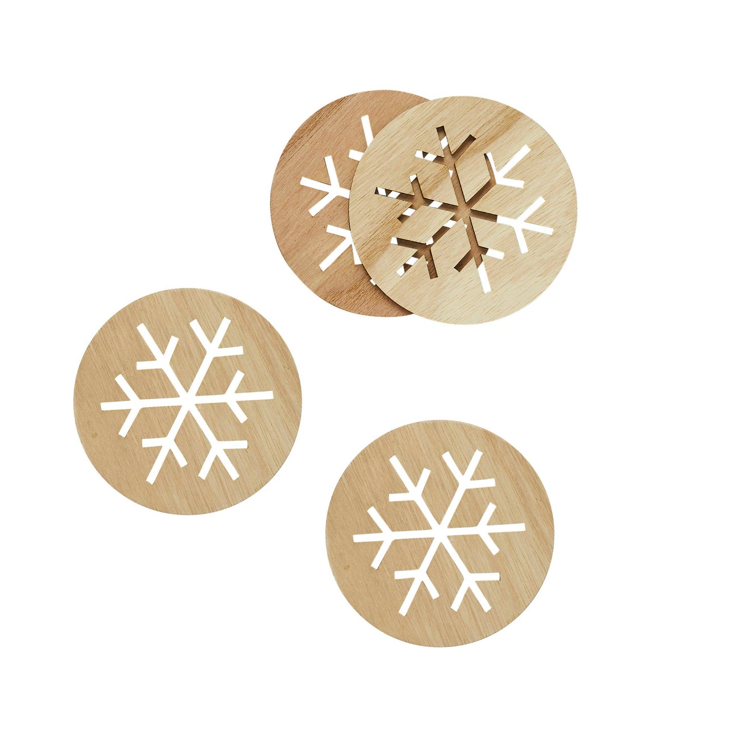 Wooden Snowflake Coasters 4 Pack